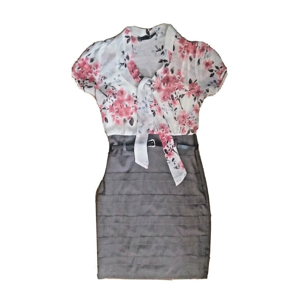 Maurices Dress 1/2 Small S Black Bow Side Zip Bandage Skirt Sheer Lined Cocktail